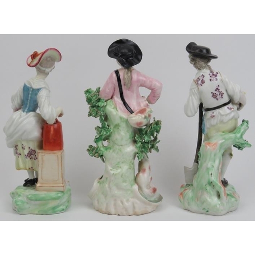 175 - A group of three Derby porcelain figurines, 18th/19th century. (3 items) 7.3 in (18.5 cm) tallest he... 