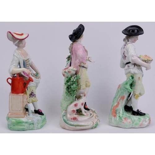 175 - A group of three Derby porcelain figurines, 18th/19th century. (3 items) 7.3 in (18.5 cm) tallest he... 