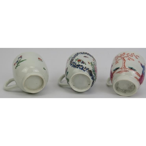 176 - Three early English porcelain teacups, 18th/early 19th century. Probably Worcester and Bristol examp... 