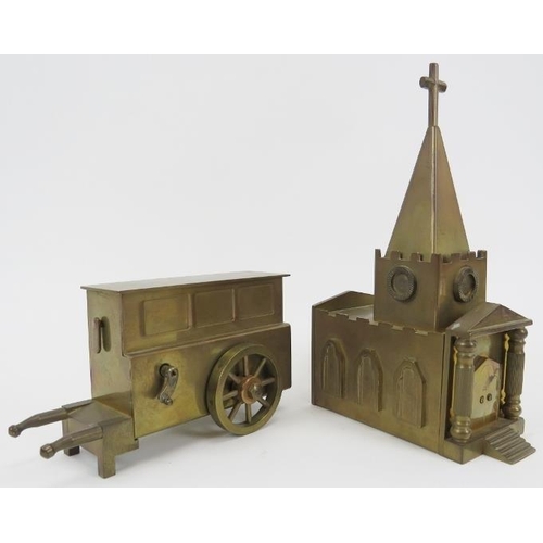 189 - A collection of brass and copper miniature and mechanical music models. Comprising a brass mechanica... 