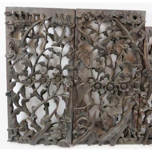 20 - A group of five Chinese carved wood panels, 20th century. (5 items) 17.5 in (44.5 cm) tallest height... 