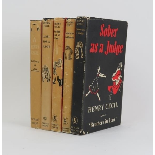 252 - Five Henry Cecil `Judge' novels with original dust covers, 1950's through 1960's.