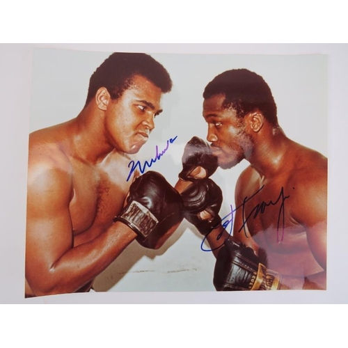 253 - Sporting memorabilia: A signed colour photograph of Muhammad Ali & Joe Frazier. Both boxers signatur... 