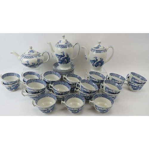 276 - A Wood & Sons Ltd Yuan pattern blue and white tea service. (44 items) Teapot: 8.3 in (21 cm) height.... 