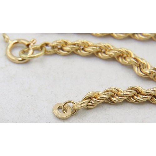 359 - An 18ct yellow gold rope chain necklace. Approx 33