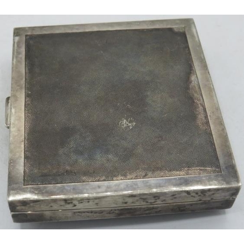 442 - A Siamese white metal Siam Square cigarette box, embossed with figures & scrolls. Approx 3 1/2