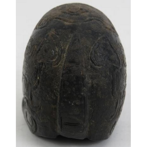 46 - A Chinese archaistic carved black soapstone rodent. Probably carved as a rat in reference to the zod... 