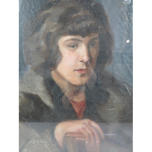 522 - British School (19th/early 20th century) - 'Portrait study', oil, 40cm x 30cm, framed, bears numerou... 