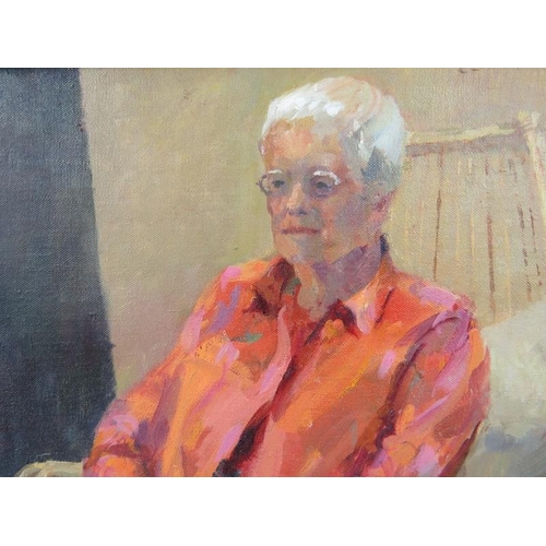 529 - Jean Folkard (20th/21st century) - 'Prue', oil on canvas, signed artist's label verso, 40cm x 36cm, ... 