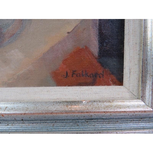 529 - Jean Folkard (20th/21st century) - 'Prue', oil on canvas, signed artist's label verso, 40cm x 36cm, ... 