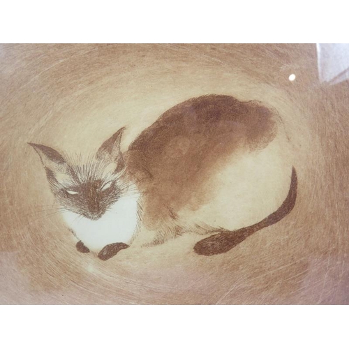 530 - Hilda Bernstein (South African/British, 1915-2006) - 'Cat', pencil signed limited edition etching, 4... 