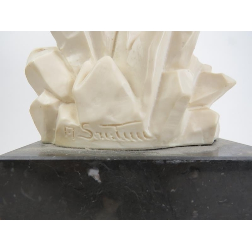 55 - A composite cast statue of an eagle, 20th century. Signed to the reverse and displayed on a marble p... 