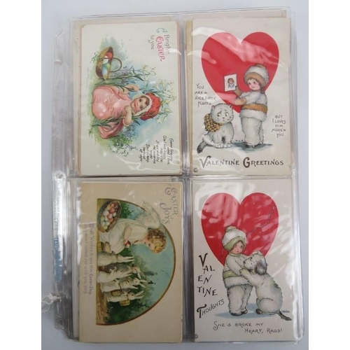 58 - A collection of vintage postcards, Victorian and later. Christmas, Valentines and Easter examples in... 