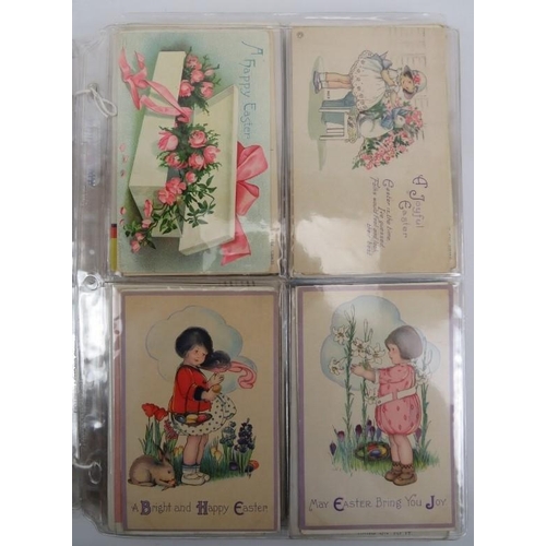 58 - A collection of vintage postcards, Victorian and later. Christmas, Valentines and Easter examples in... 