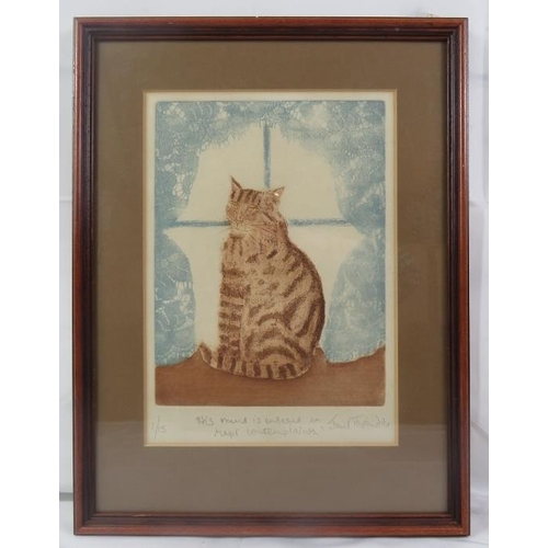 583 - Janet Thorndike (Contemporary) - Four pencil signed limited edition lithographs of cats, all titled ... 