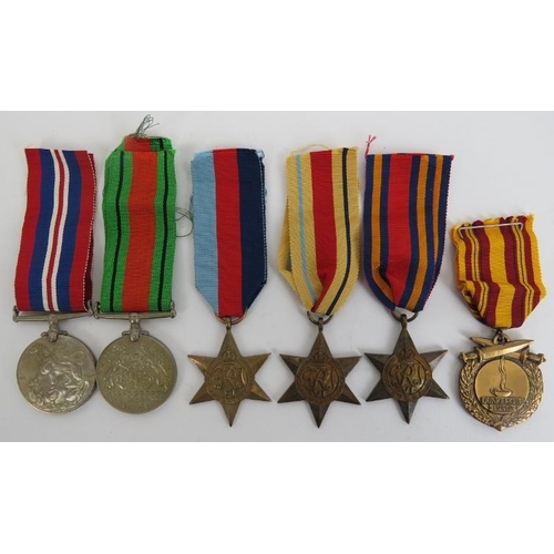 60 - A group of five WWII medals and a Dunkerque 1940 medal. Awarded to Alfred Jeffrey of the Queens Own ... 