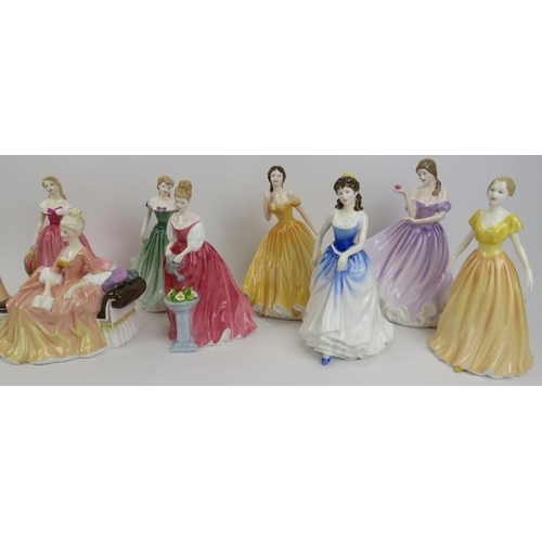 72 - A group of nine Royal Doulton figurines. Comprising Reverie HN 2306, Michelle HN 4158, Elizabeth HN ... 