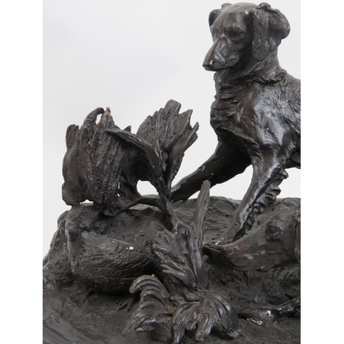 75 - After Pierre Jules Mene: A French cast bronze pair of hunting dogs, 20th century. Modelled in a natu... 