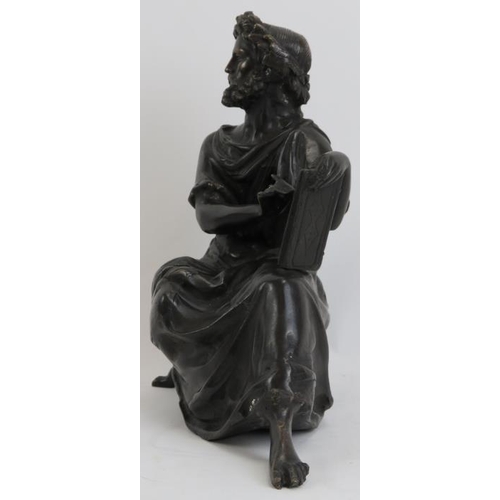 76 - A cast bronze sculpture of the Greek philosopher Aristotle, 20th century. 11.8 in (30 cm) length, 12... 