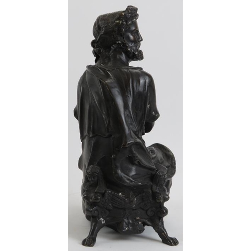 76 - A cast bronze sculpture of the Greek philosopher Aristotle, 20th century. 11.8 in (30 cm) length, 12... 