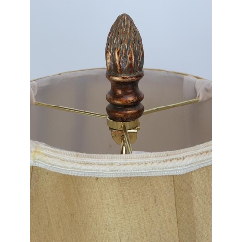 82 - A modern European bronzed metal and glass buffet table lamp. Decorated with an artichoke above a kno... 