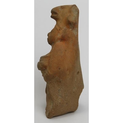 95 - A pre-Columbian terracotta figure, Guatemala, Mesoamerican region. Modelled  in ceremonial attire we... 