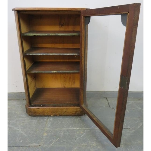 742 - A Victorian walnut music cabinet with marquetry inlay and burr walnut crossbanding, the glazed door ... 