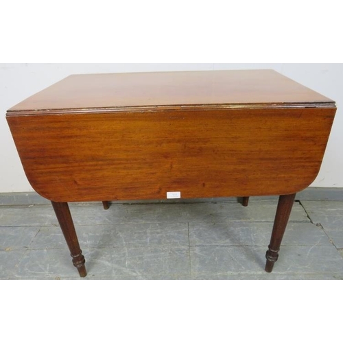 825 - A 19th century mahogany Pembroke table with reeded edge, housing one single drawer and one dummy dra... 