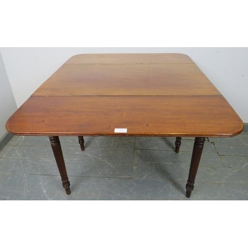 825 - A 19th century mahogany Pembroke table with reeded edge, housing one single drawer and one dummy dra... 