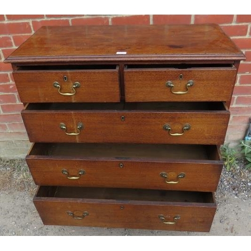 844 - A Georgian mahogany straight-front chest of two short over three long graduated drawers with brass s... 