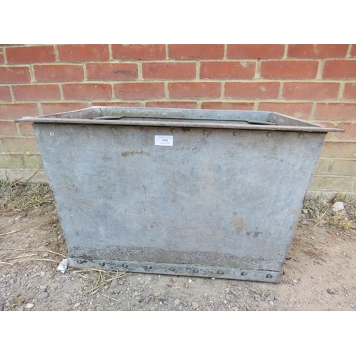 888 - A vintage galvanized steel trough planter banded and riveted, with braced corners. 
H41cm W66cm D44c... 