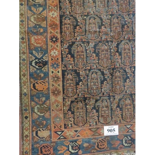 905 - A rare antique Malayer with overall stylised Boteh-filled burnt orange on Prussian blue field with r... 