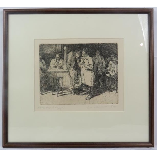 599 - Roland Batchelor (1889-1990) - 'Coffee Shop', pencil signed limited edition etching, numbered 9/40, ... 