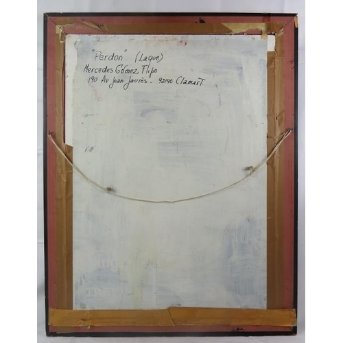 609 - Mercedes Gomez Flipo (1980) - 'Perdon', oil on board, signed and dated 1980, inscribed verso with ti... 