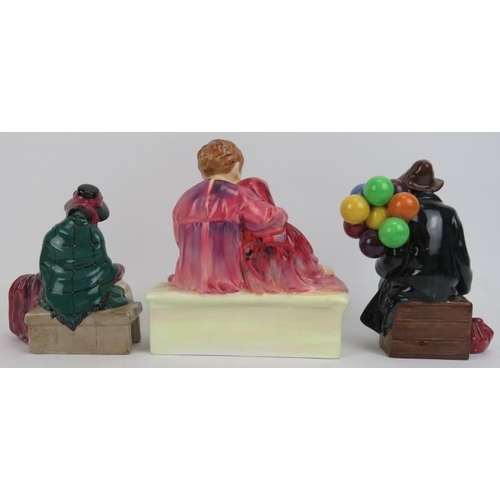 134 - A group of three Royal Doulton figurines. Comprising ‘Flower Sellers Children’ HN 1342, ‘Silks and R... 