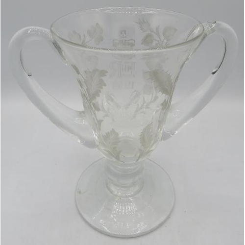 146 - A rare Webb’s Elizabeth II 1953 twin handled coronation cup. Engraved with crowned ‘ERII 1953’ with ... 