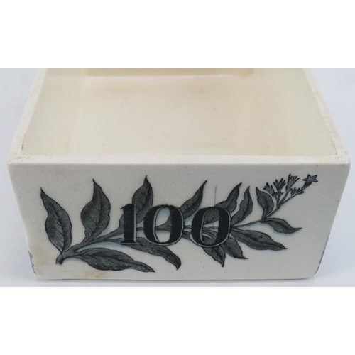 156 - A Staffordshire pottery cigarette advertising box and cover. Transfer printed in black, the cover in... 