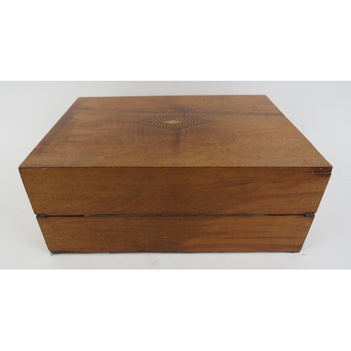 172 - A late Victorian parquetry inlaid writing slope box. With a compartmented interior and gilt foliate ... 