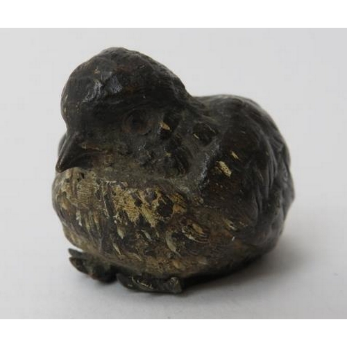 175 - An Austrian cold painted bronze model of a chick. Struck with indistinct mark, possibly Bergman. 1.8... 