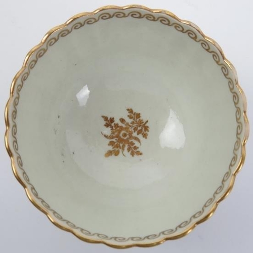 18 - A group of Caughley gilt white porcelain cups and saucers, late 18th century. George III period. Com... 