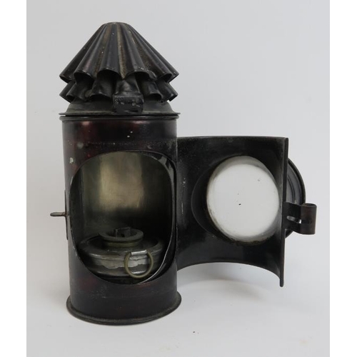 187 - A Victorian Hyatt & Co British Police officer’s ‘Bullseye’ oil lantern. The lamp is modelled with a ... 