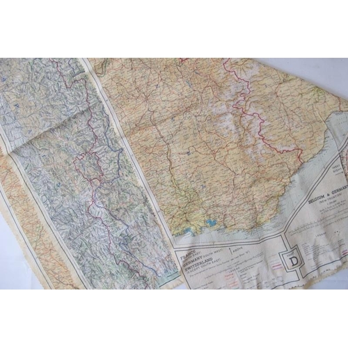 209 - Two vintage maps of Europe printed onto cloth, possibly WWII escape maps, both double sided and with... 