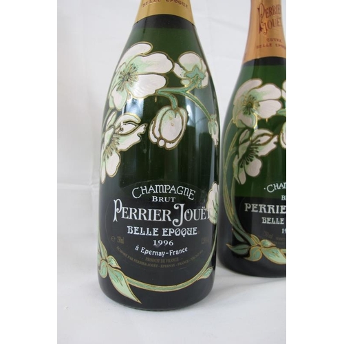 217 - Two bottles Champagne Brut Perrier-Jouet Belle Epoque (1995 & 1996), with elaborate enamel decorated... 