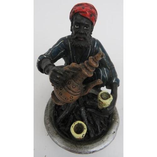 28 - An Austrian style cold painted bronze figure of an Arab serving coffe. 3.6 in (9.2 cm) height. Condi... 