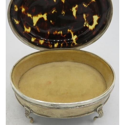 371 - A good quality tortoiseshell & silver trinket box with pique decorated lid, London 1912, William Com... 