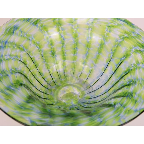 39 - A blue and green studio glass vase by Jane Charles, 20th century. 6.4 in (16.2 cm) diameter. 
Condit... 