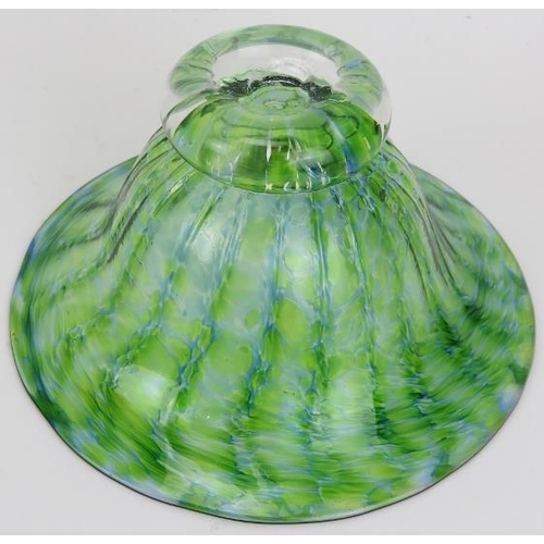 39 - A blue and green studio glass vase by Jane Charles, 20th century. 6.4 in (16.2 cm) diameter. 
Condit... 