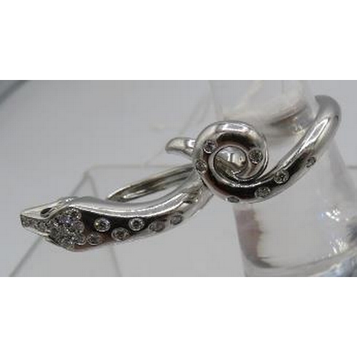 476 - A fine and unusual Boucheron 18ct white gold & 24 diamond designer snake ring. Diamonds approx 0.30c... 