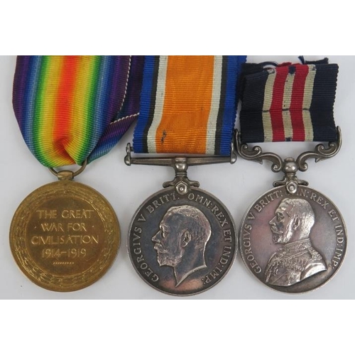 48 - A group of three WWI British military medals. Awarded to GNR Albert Henken R.A. (120224) of the Roya... 