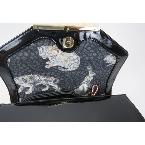 488 - A Ted Baker black patent handbag with gold coloured trim, with dust bag.
Provenance: Part of a priva... 